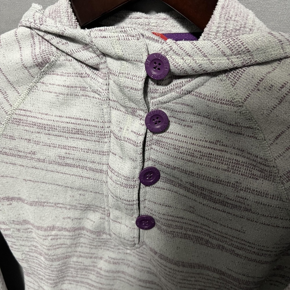 The North Face Hoodie Womens Medium Gray Striped Fleece Henley 1/4 Zip Pullover - Picture 4 of 8